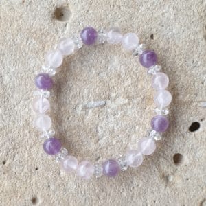 bracelet 8mm amethyste quartz rose cristal roch