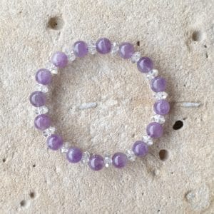 bracelet boule amethyste et cristal de roche